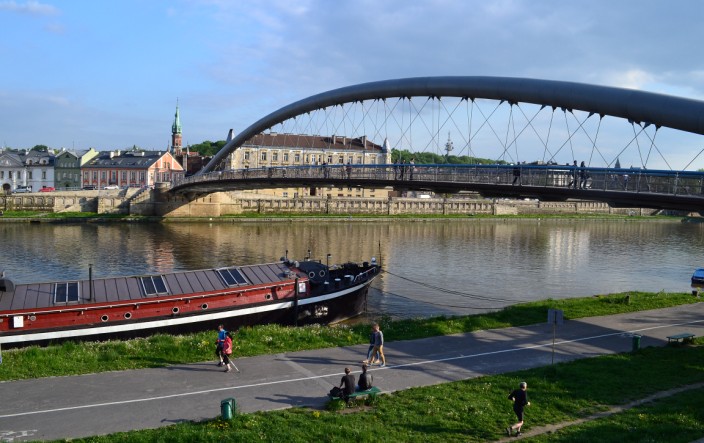 Popular path and pedestrian bridge over the Vistula